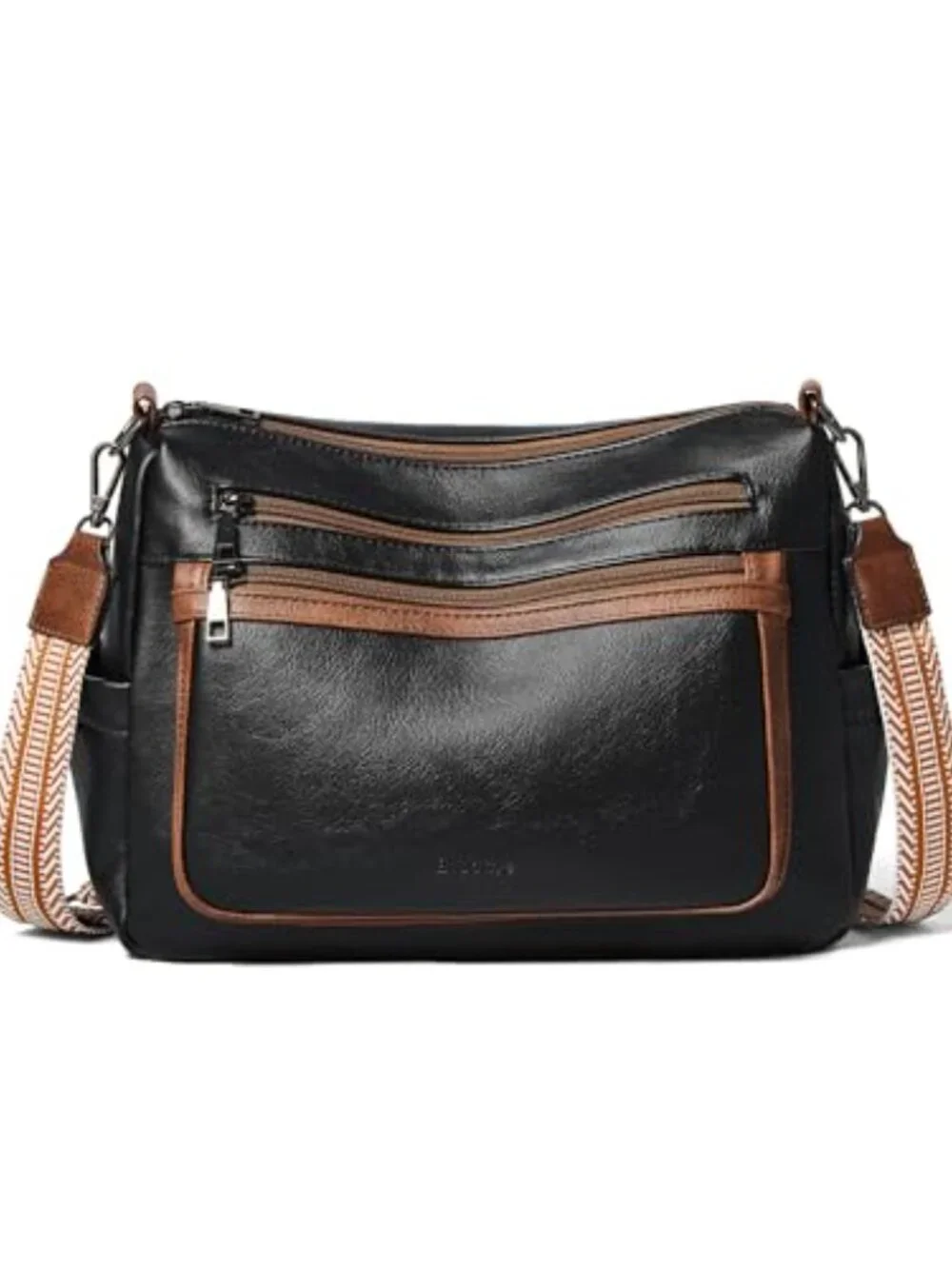 Faux Leather Crossbody Bag with Multiple Compartments